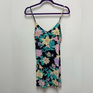 Billabong Bloomimg Mini Slip Dress Women’s Large Floral Crinkled Viscrose